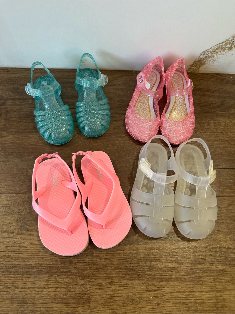 Kids Jelly Sandals and Flip Flops - Pink, Turquoise, Clear